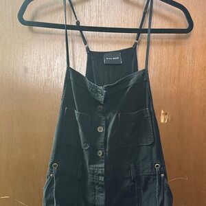 Black Button-Front Jumpsuit Overalls